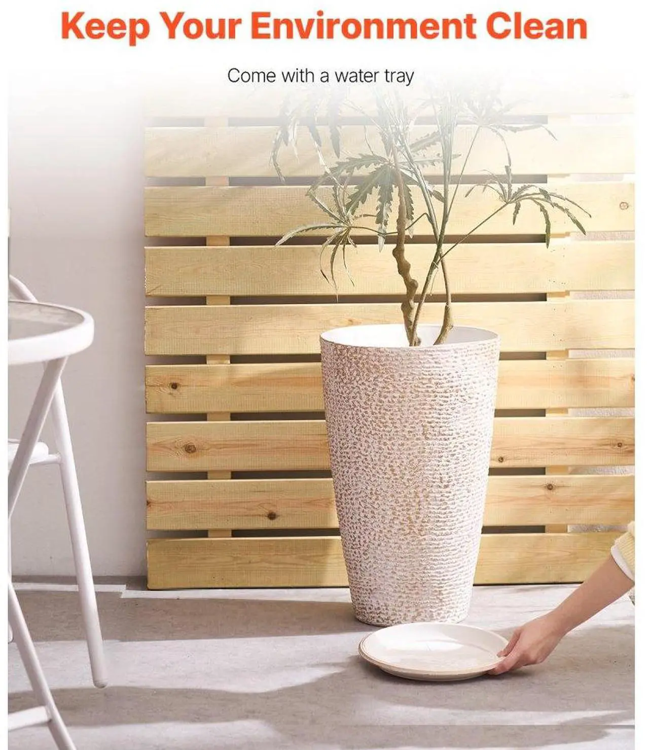Alt view image 2 of 7 - VEVOR Tall Planter Set of 2 Round Tapered Plant Pots 21 in for Outdoor Indoor