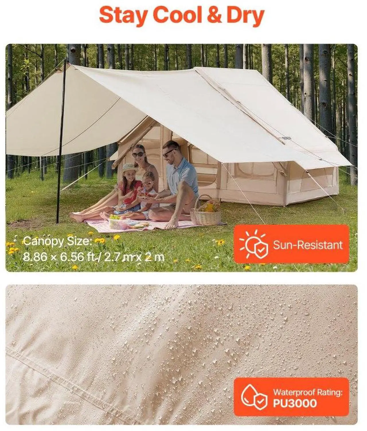 Alt view image 4 of 7 - Inflatable Tent for Camping 3-5 Person Glamping Tent with Pump Canopy