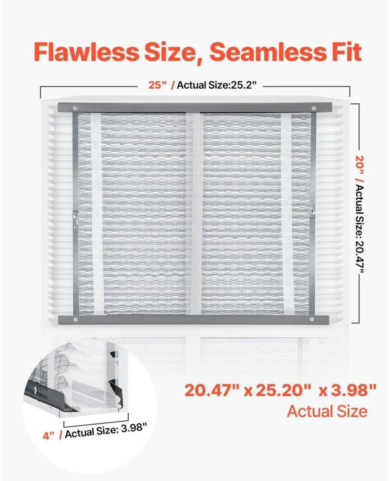 Alt view image 4 of 7 - VEVOR Air Filters MERV 16 Electrostatic Pleated HVAC Furnace Filter 2-Pack 20 x 25 x 4