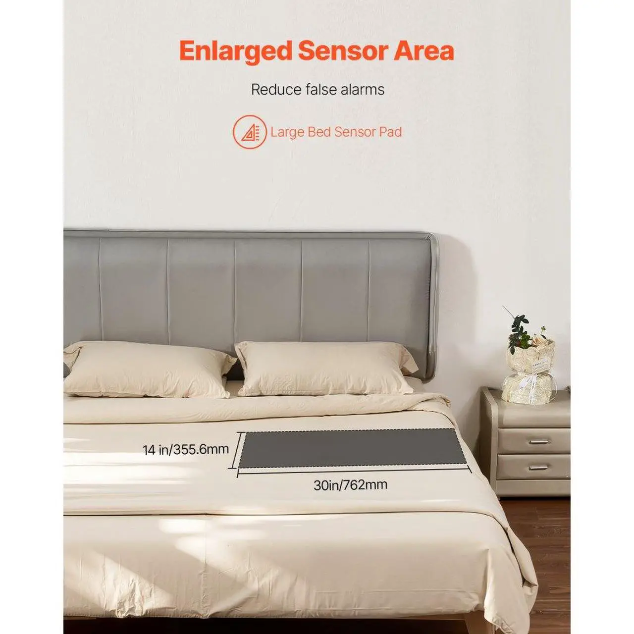 Alt view image 4 of 7 - VEVOR Bed Alarm System for Elderly Adults 14" x 30" Wireless Bed Sensor Pad with Pager
