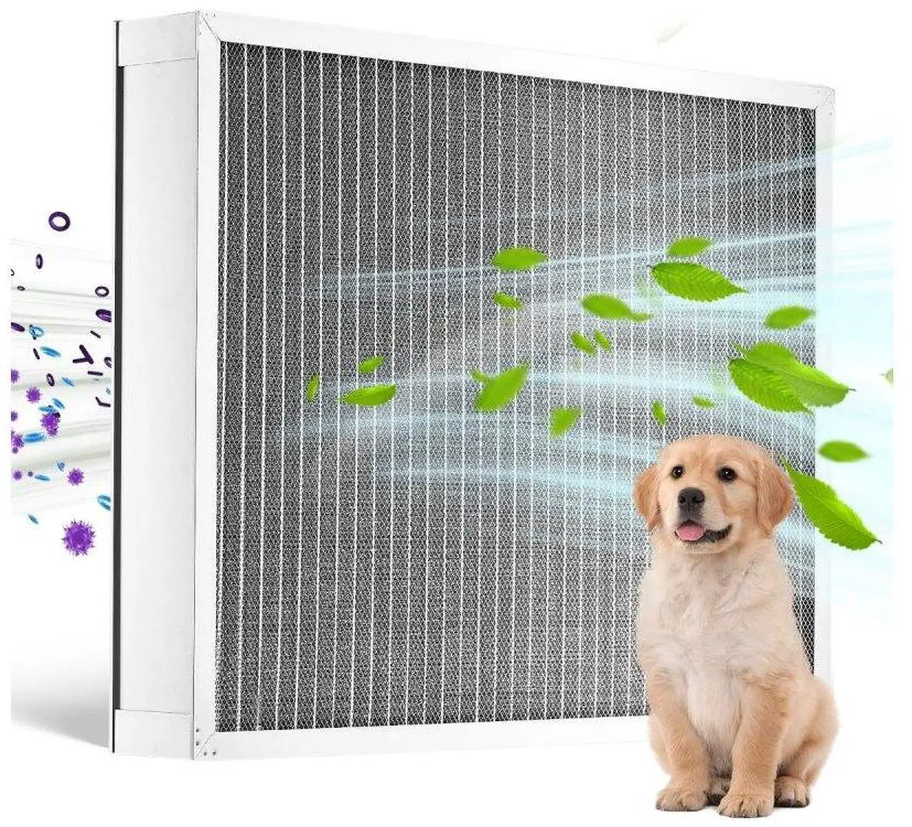 Main image of VEVOR 20x25x4 Aluminum Electrostatic Air Filter MERV 8 Actual 19.37x24.37x3.58
