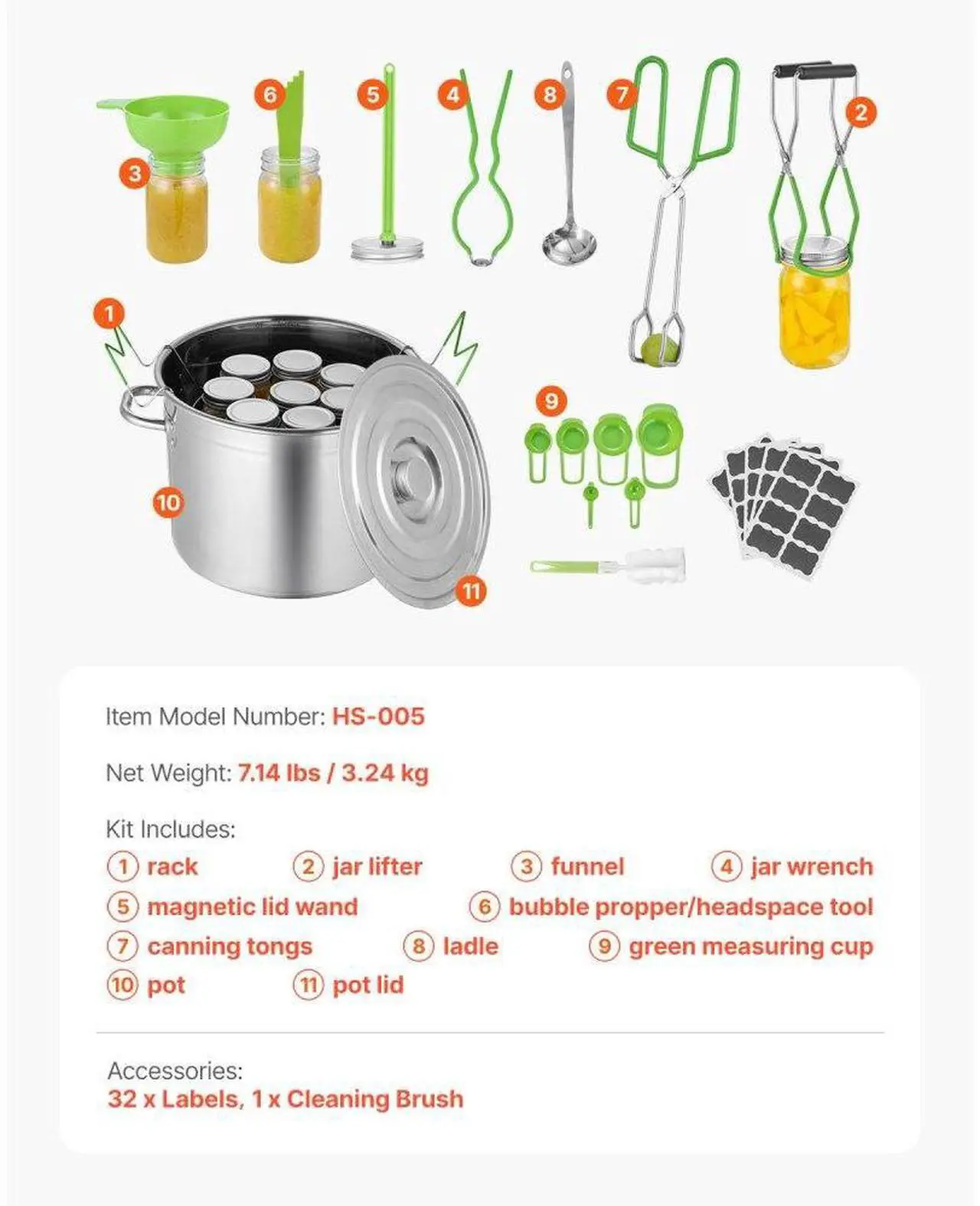 Alt view image 7 of 7 - VEVOR Canning Supplies Starter Kit 11 Pieces Stainless Steel Water Bath Cannner
