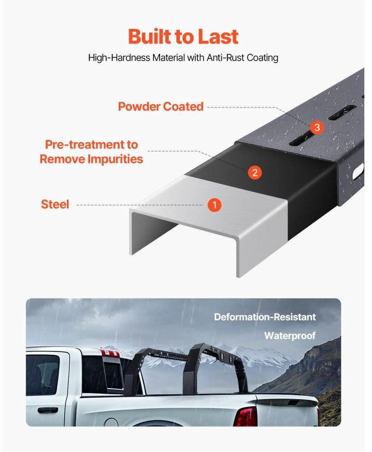 Alt view image 6 of 7 - VEVOR Overland Truck Bed Rack LED fit Ram 1500/Canyon/Silverado 1500/Tundra
