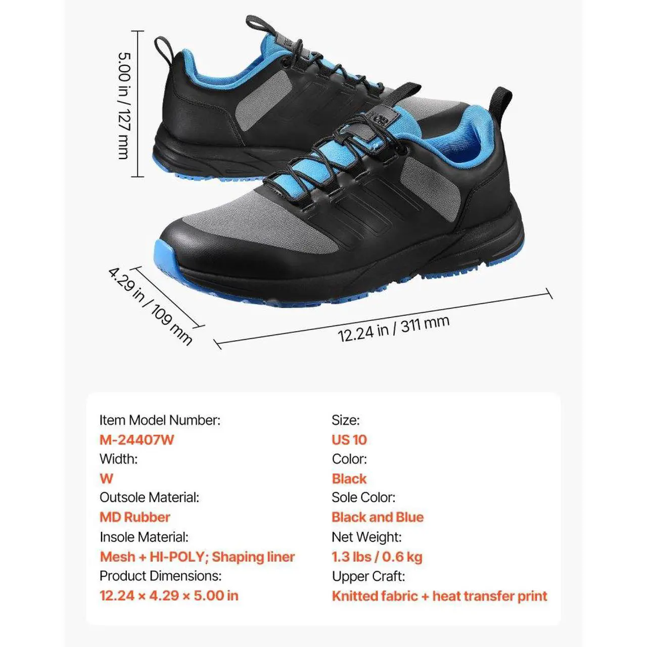 Alt view image 7 of 7 - VEVOR Cross Training Shoes W Width Sneakers US Size 10 Wide Toe Box Shoes Black