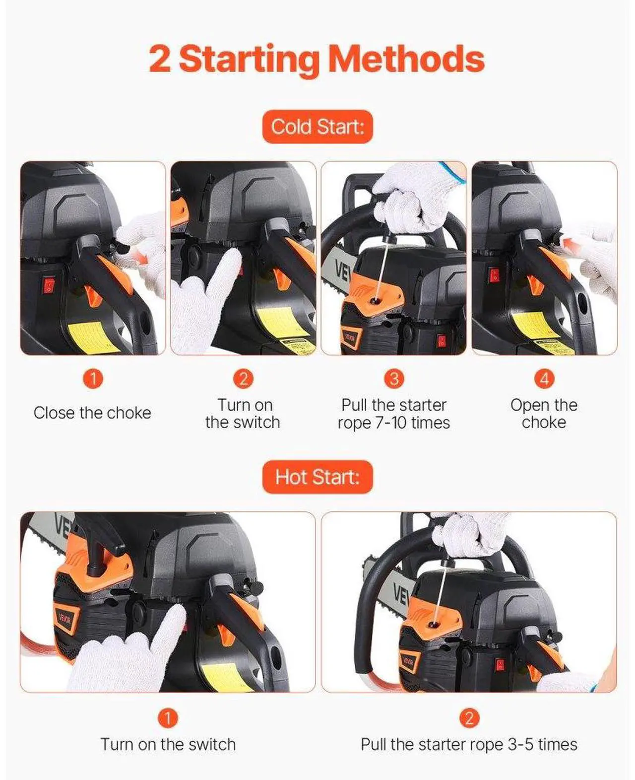 Alt view image 4 of 7 - 62cc Gas Chainsaw 3.8 HP Gas Powered 20 inch Chainsaw For Wood Cutting