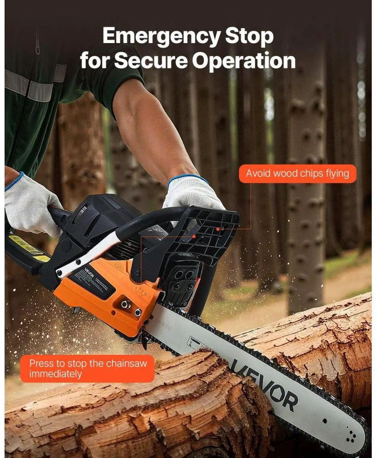 Alt view image 5 of 7 - 62cc Gas Chainsaw 3.8 HP Gas Powered 20 inch Chainsaw For Wood Cutting