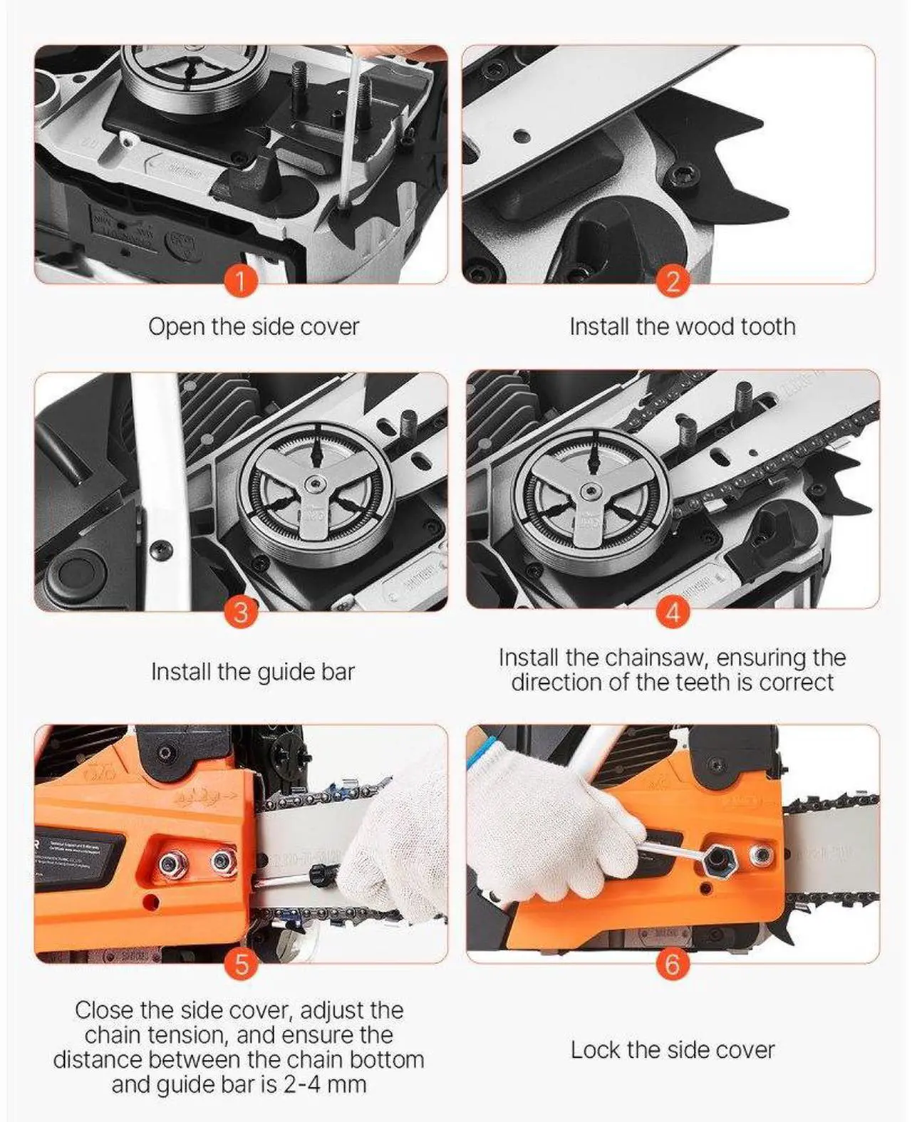 Alt view image 6 of 7 - 62cc Gas Chainsaw 3.8 HP Gas Powered 20 inch Chainsaw For Wood Cutting