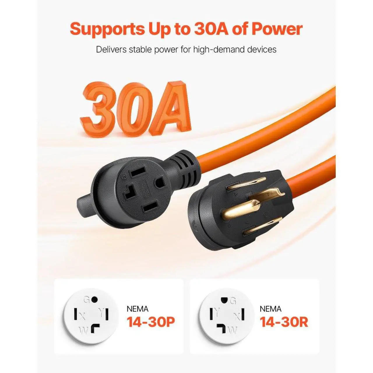 Alt view image 2 of 7 - 50 ft Dryer Extension Cord 4-Prong NEMA 14-30P to 14-30R Dryer Cord 30A