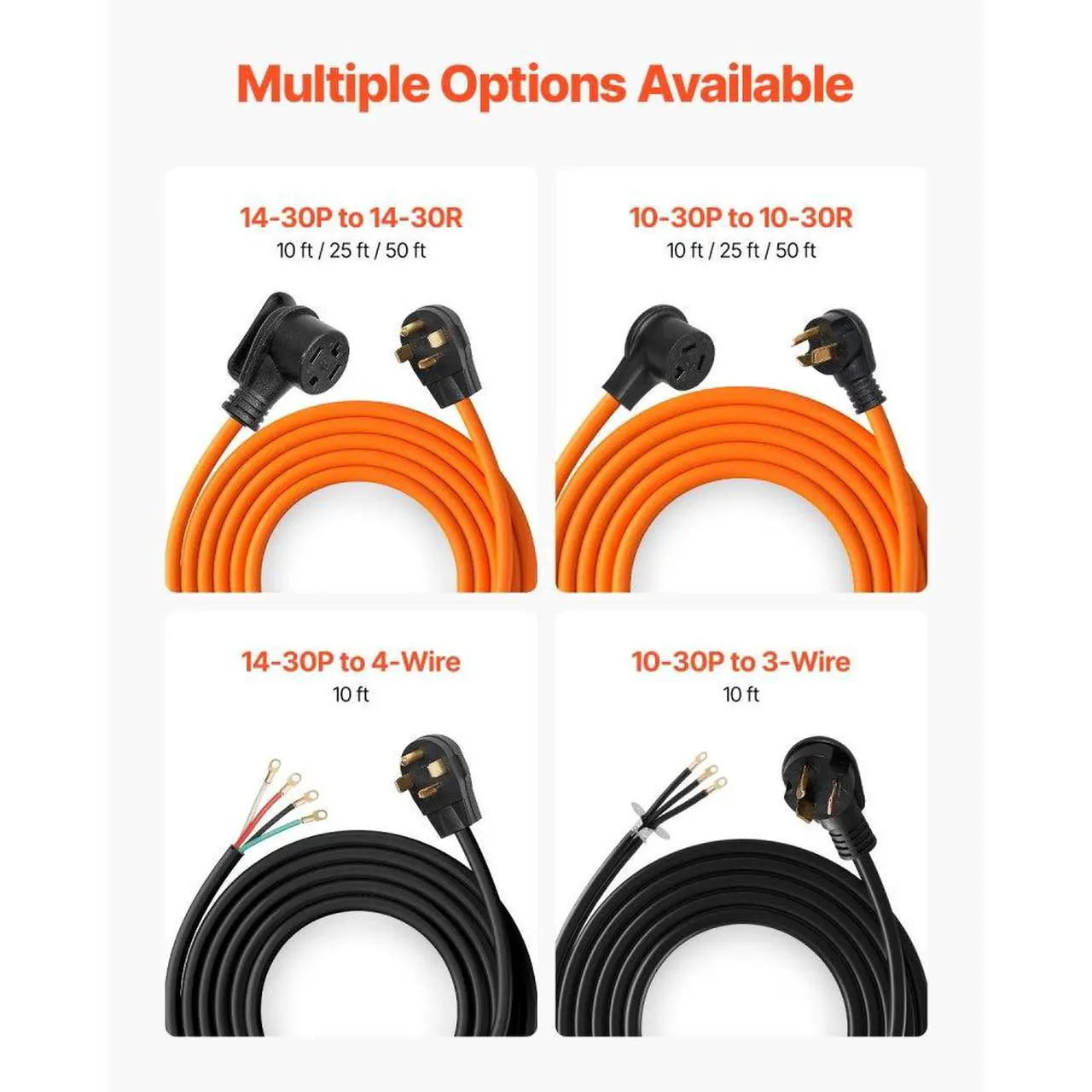 Alt view image 7 of 7 - 50 ft Dryer Extension Cord 4-Prong NEMA 14-30P to 14-30R Dryer Cord 30A