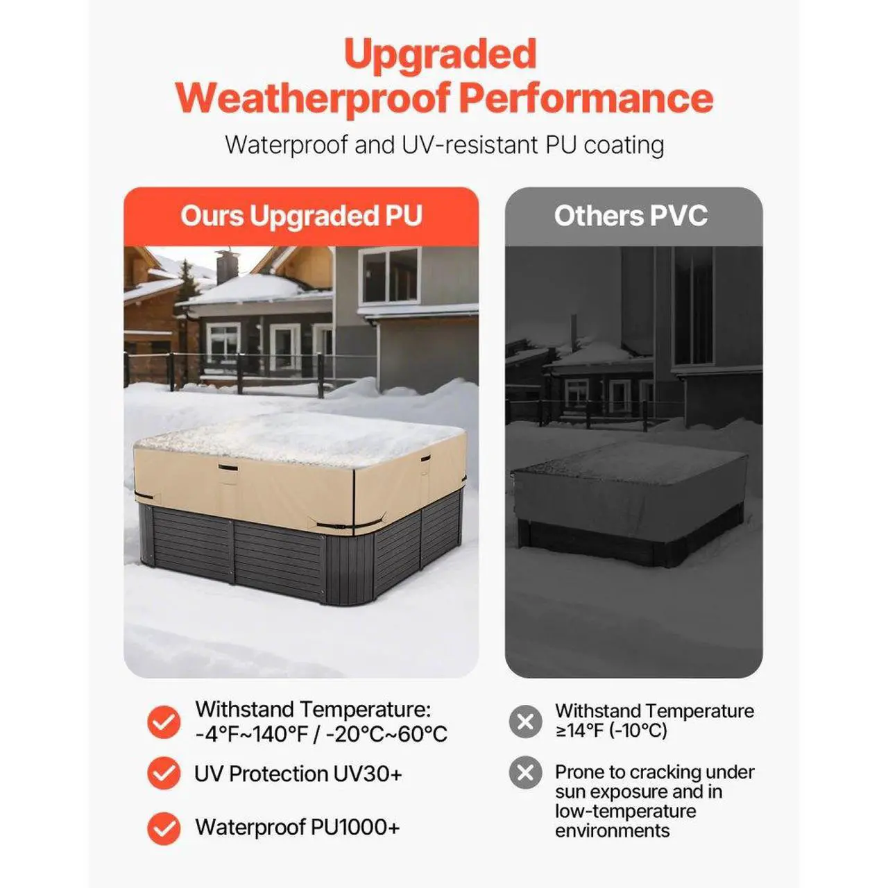 Alt view image 4 of 7 - Outdoor Hot Tub Cover 85 x 85 x 20 Inch Weatherproof and Waterproof Brown