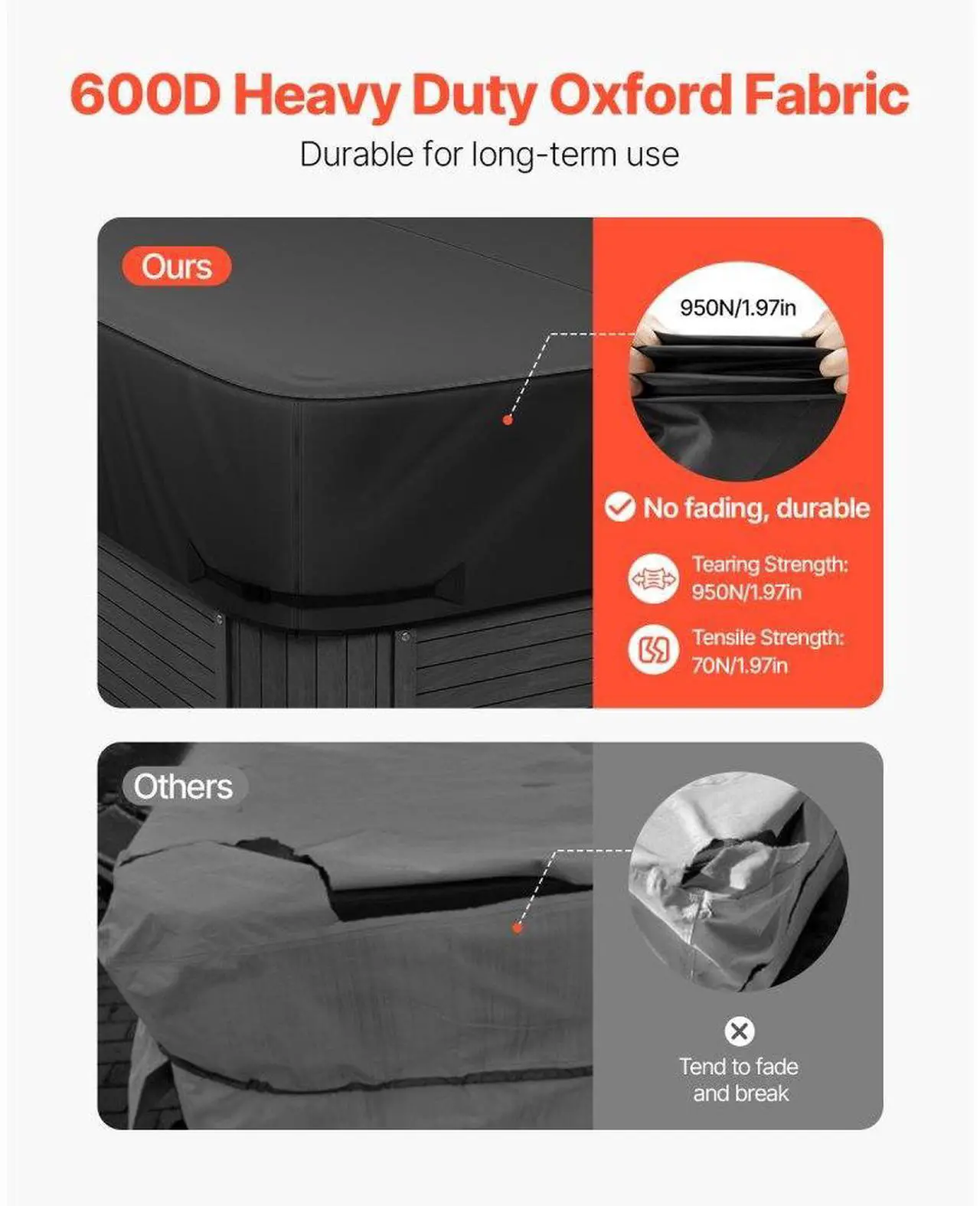 Alt view image 3 of 7 - Outdoor Hot Tub Cover 85 x 85 x 20 Inch Weatherproof and Waterproof Black