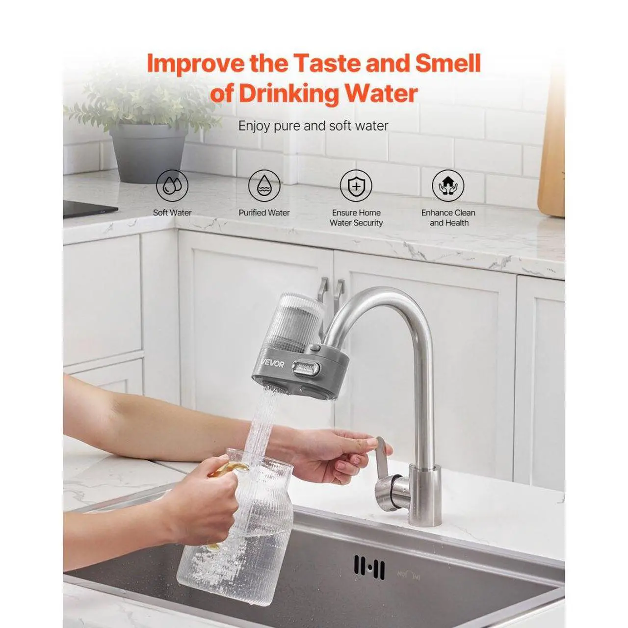 Alt view image 2 of 7 - Faucet Mount Water Filter Sink Water Purifier for Kitchen Vertical Gray