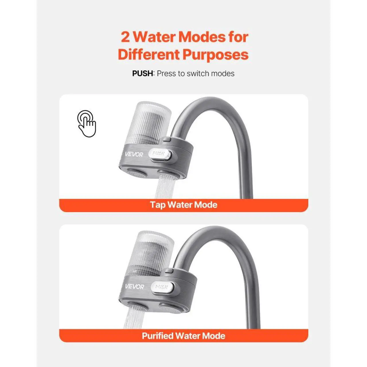 Alt view image 5 of 7 - Faucet Mount Water Filter Sink Water Purifier for Kitchen Vertical Gray