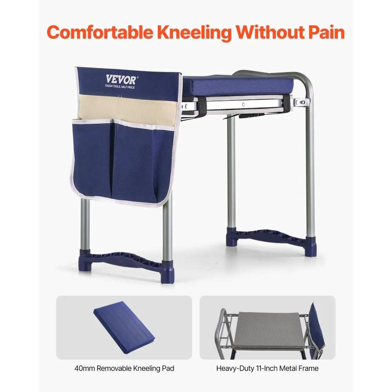 Alt view image 2 of 7 - Garden Kneeler 11" EVA Pad 2 in 1 Folding Garden Kneeling Stool Heavy Duty