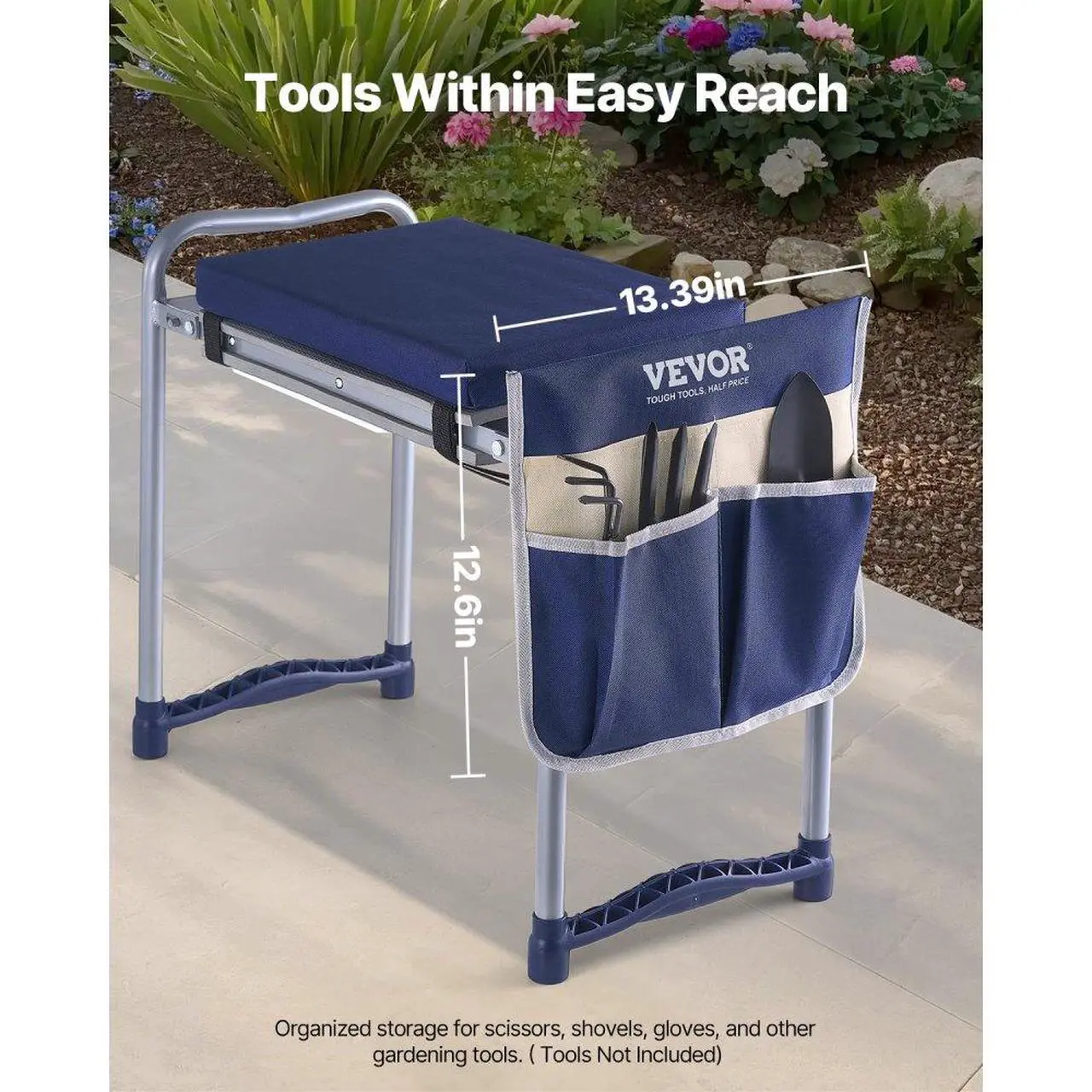 Alt view image 5 of 7 - Garden Kneeler 11" EVA Pad 2 in 1 Folding Garden Kneeling Stool Heavy Duty