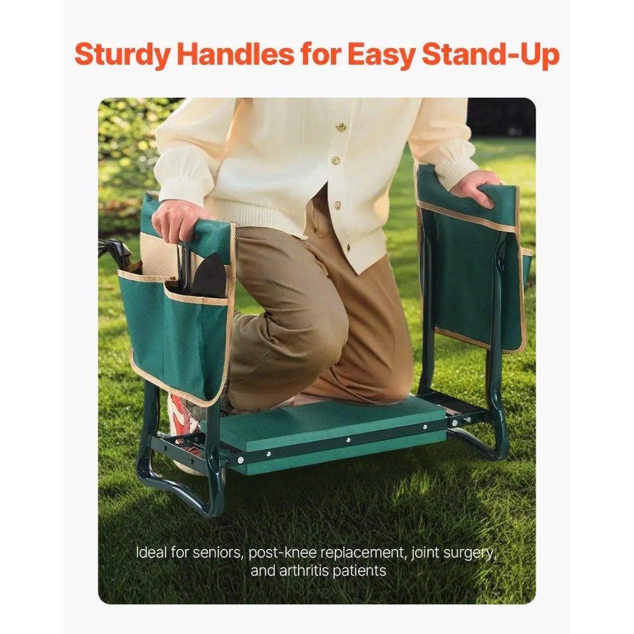 Alt view image 3 of 7 - Garden Kneeler and Seat 6" EVA Pad Folding Garden Stool Heavy Duty Garden Bench