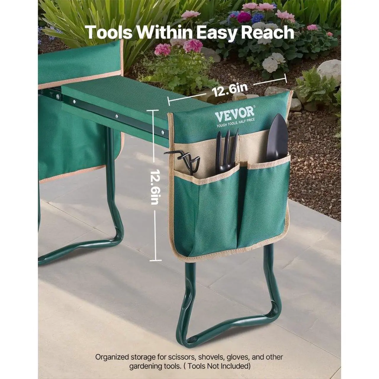 Alt view image 5 of 7 - Garden Kneeler and Seat 6" EVA Pad Folding Garden Stool Heavy Duty Garden Bench
