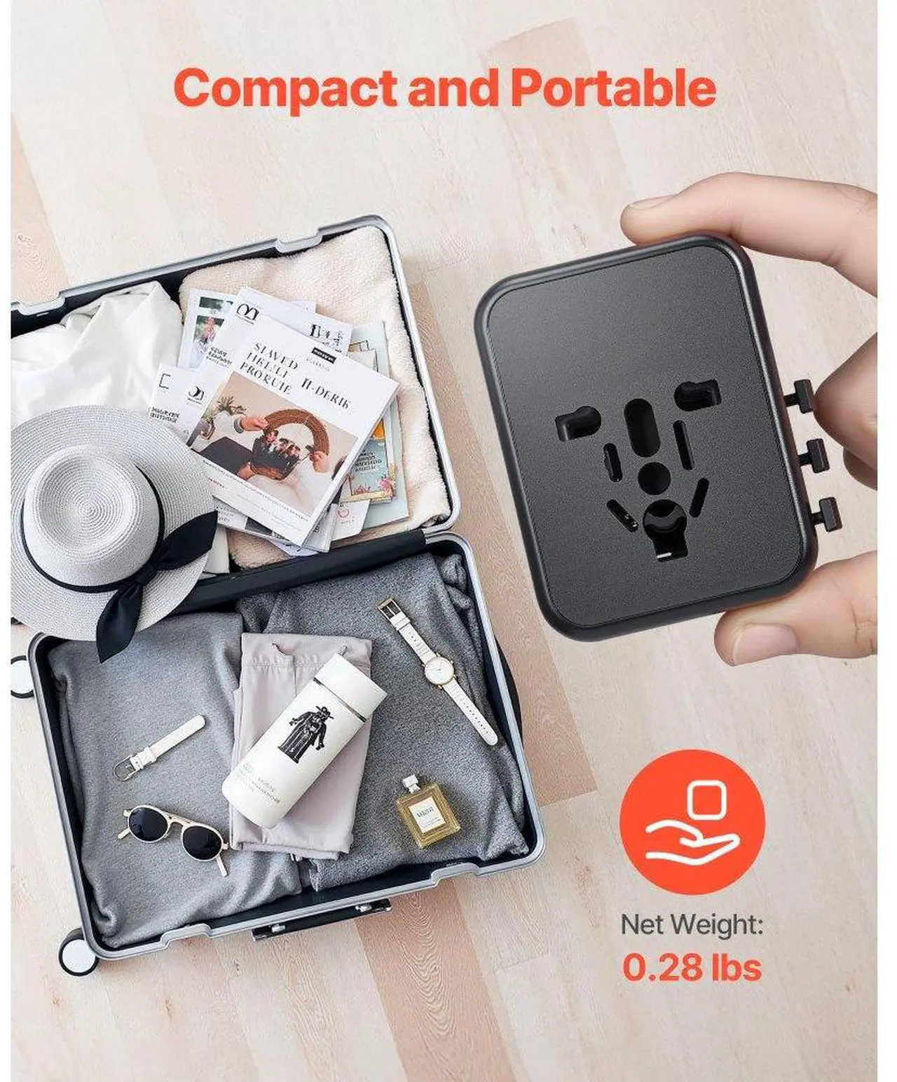 Alt view image 6 of 7 - Universal Travel Adapter International 5 in 1 USB AC Wall Charger Power Plug