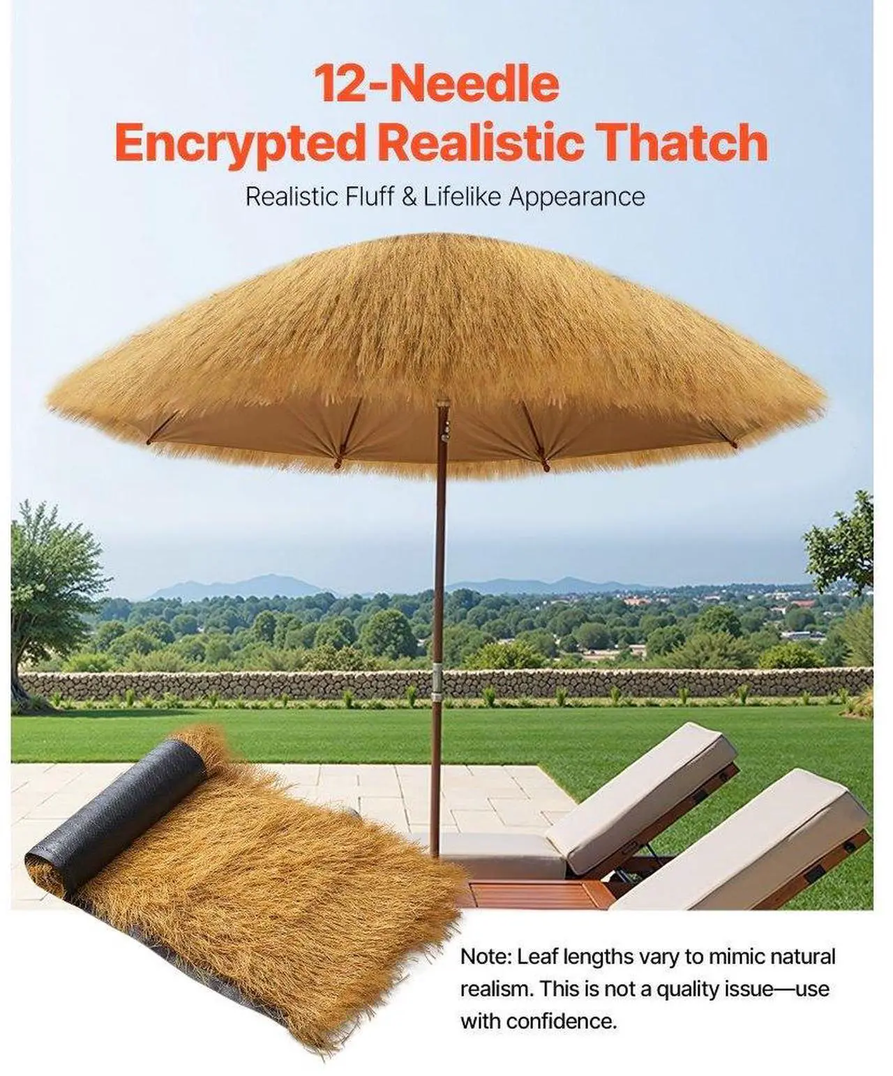 Alt view image 2 of 7 - Artificial Thatch Grass Roof Roll 1.6 x 19.7 ft Tiki Hut Bar Skirt Roof Décor