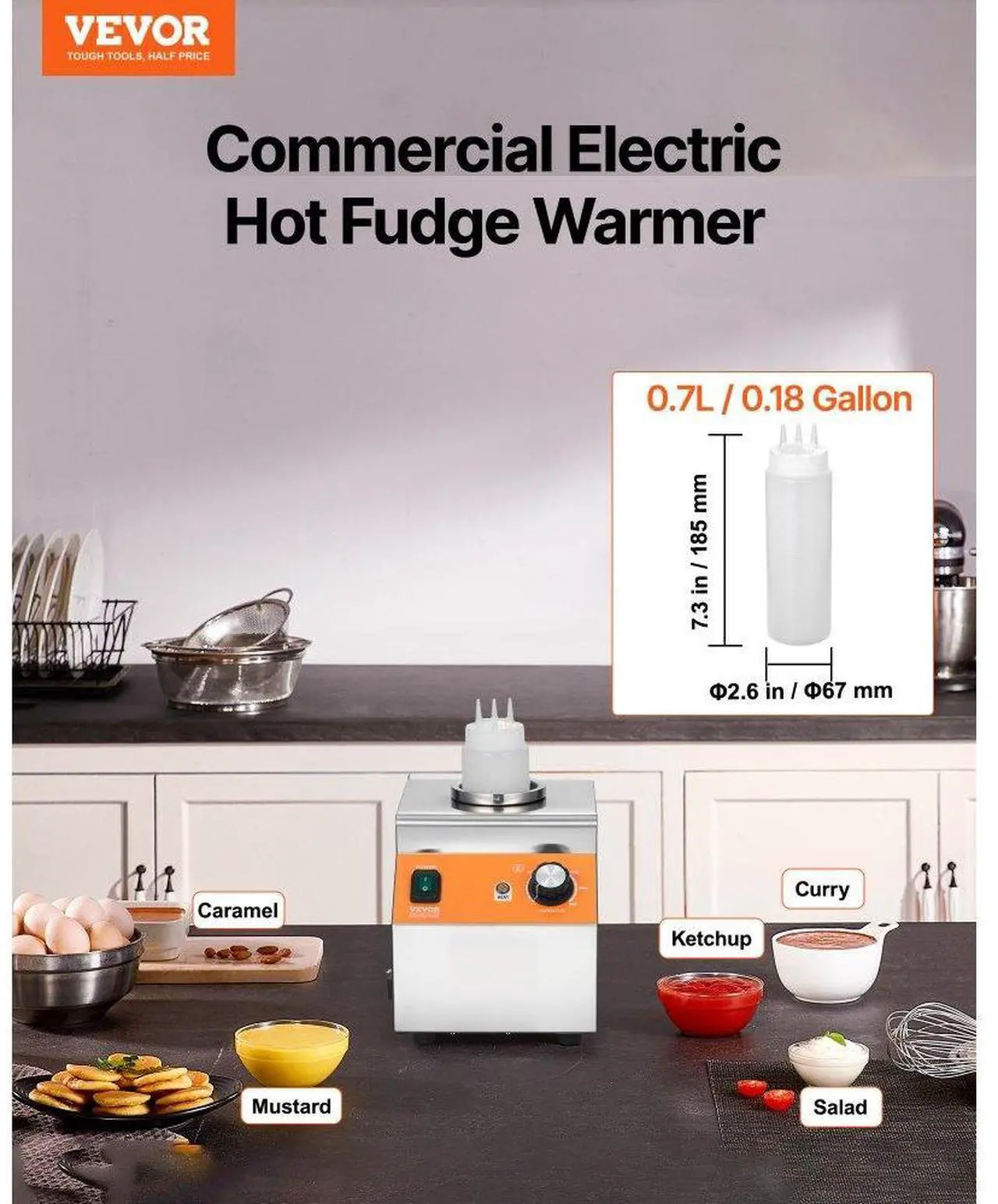 Alt view image 2 of 7 - 0.8L Electric Bottle Warmer with Bottle Commercial Hot Fudge Warmer 86-185