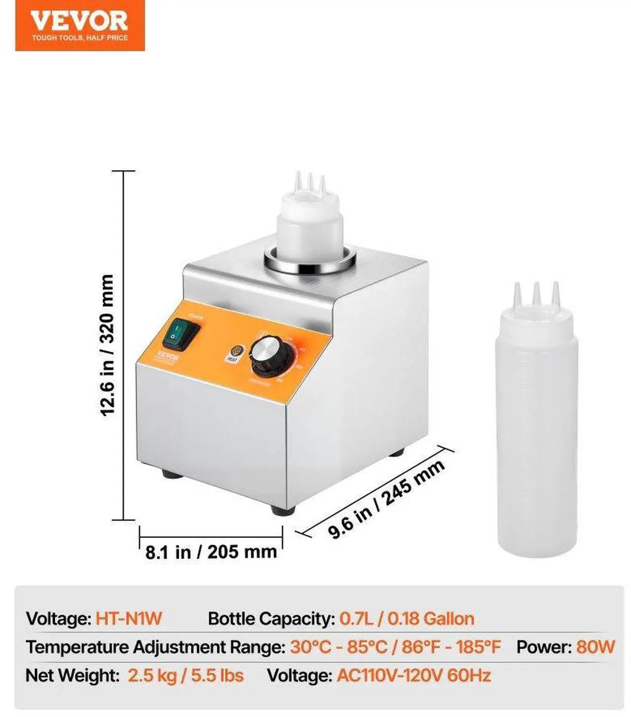 Alt view image 7 of 7 - 0.8L Electric Bottle Warmer with Bottle Commercial Hot Fudge Warmer 86-185