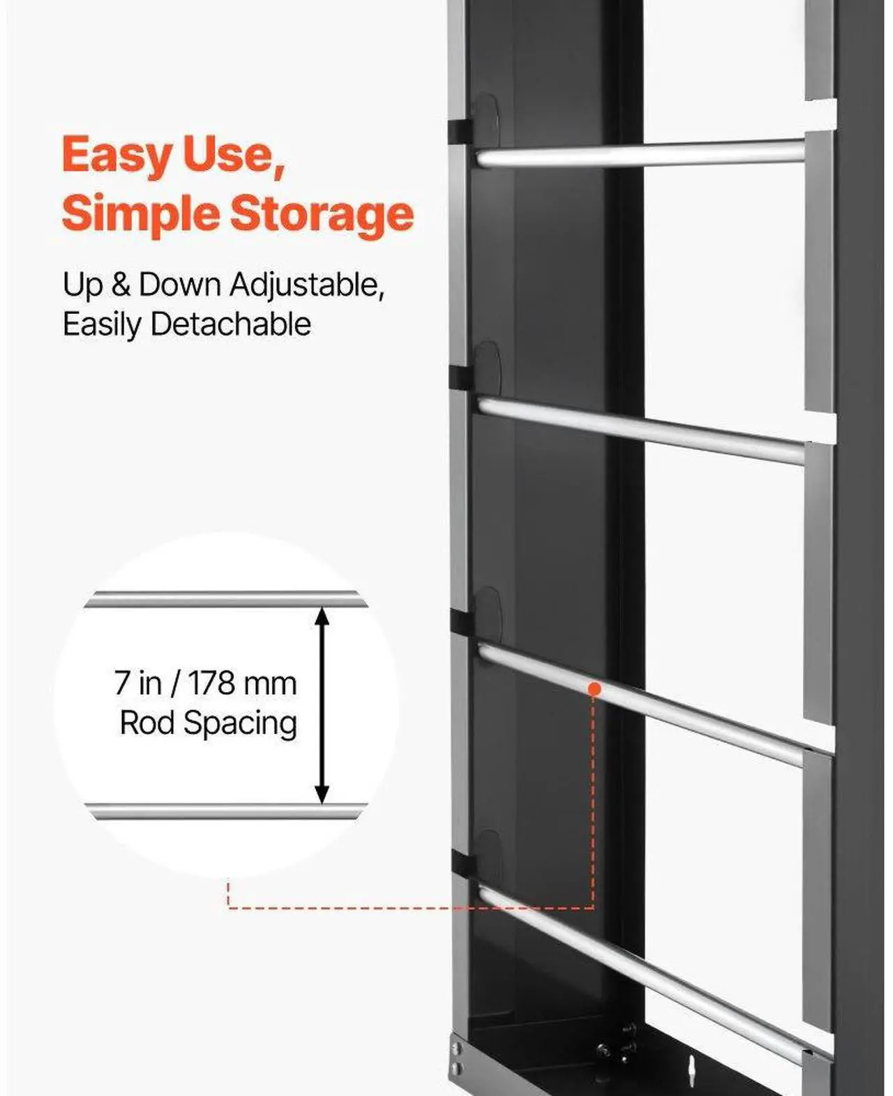 Alt view image 3 of 7 - Wire Spool Rack 4 Adjustable Rods Spool Holder Wall Mounted 150 lbs Capacity