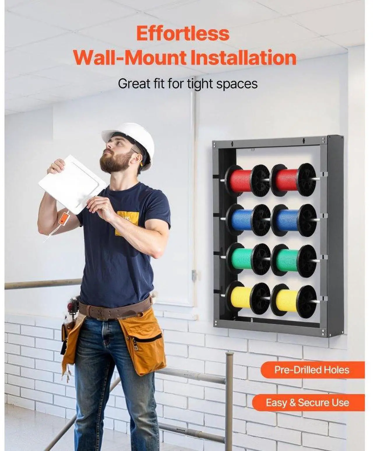Alt view image 5 of 7 - Wire Spool Rack 4 Adjustable Rods Spool Holder Wall Mounted 150 lbs Capacity