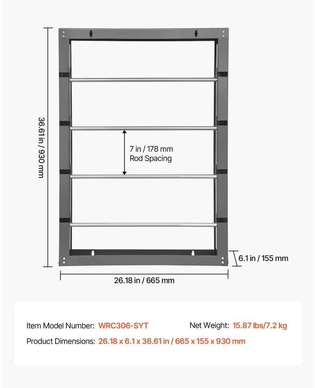 Alt view image 7 of 7 - Wire Spool Rack 4 Adjustable Rods Spool Holder Wall Mounted 150 lbs Capacity