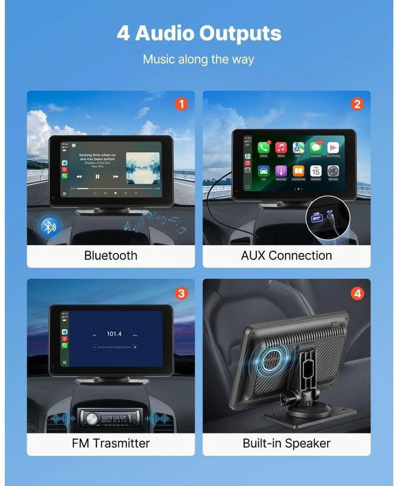 Alt view image 5 of 7 - Car Stereo Radio CarPlay Touchscreen 7 in Apple Android Auto Backup Camera