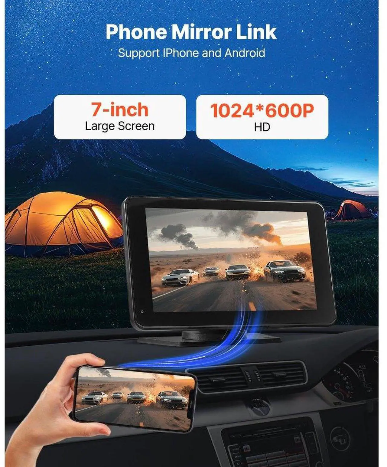 Alt view image 6 of 7 - Car Stereo Radio CarPlay Touchscreen 7 in Apple Android Auto Backup Camera