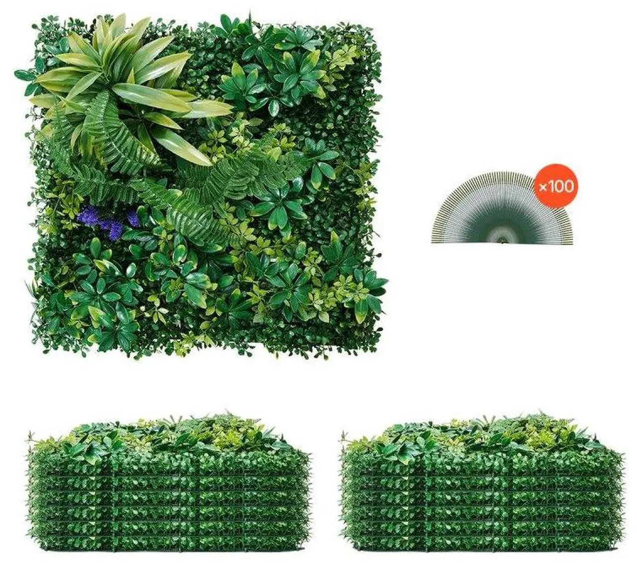 Alt view image 2 of 2 - VEVOR Artificial Grass Wall Panels 12 PCS 20 x 20 inch 3D Greenery for Decor Privacy