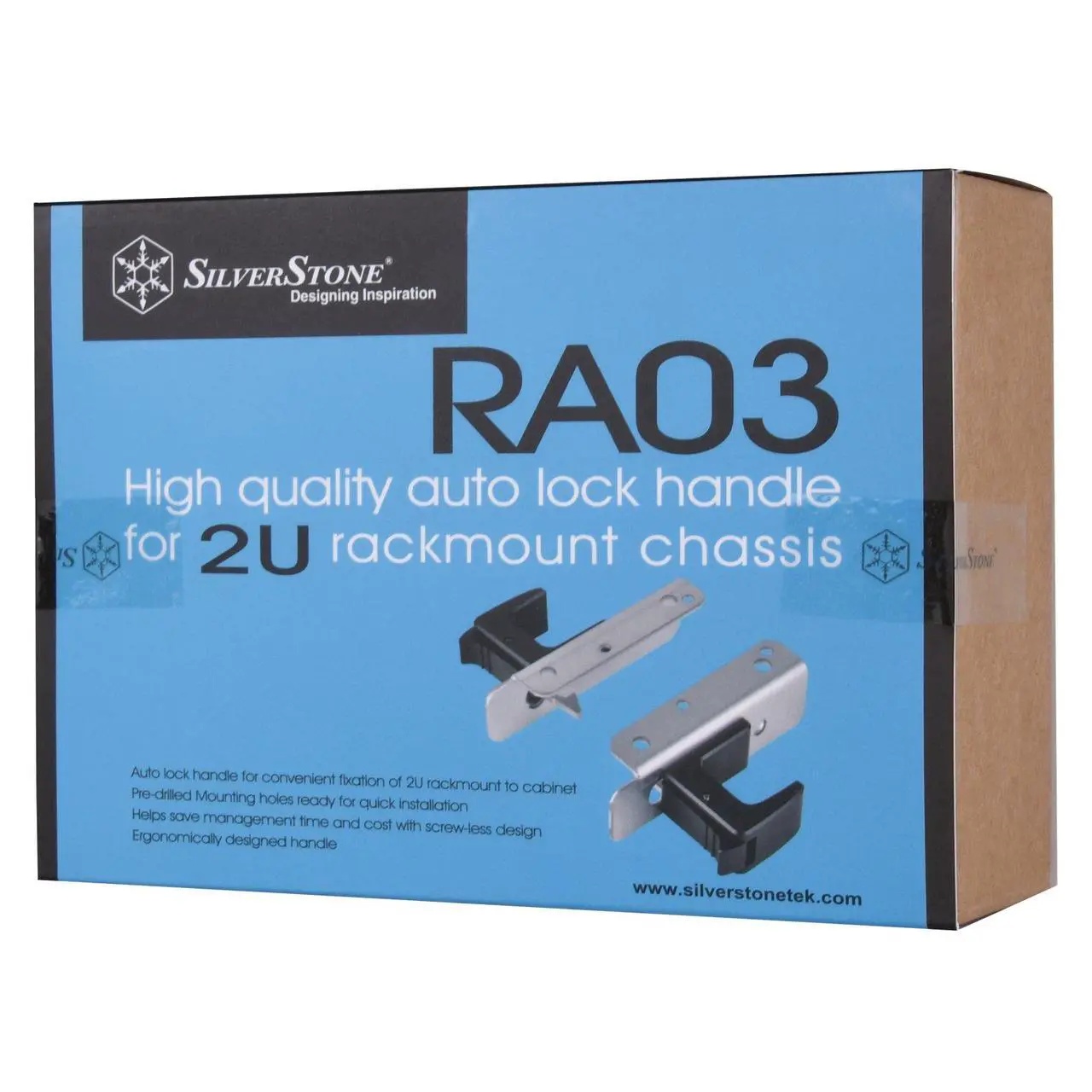 Alt view image 9 of 9 - Auto lock handle for convenient fixation of 2U rackmount to cabinet