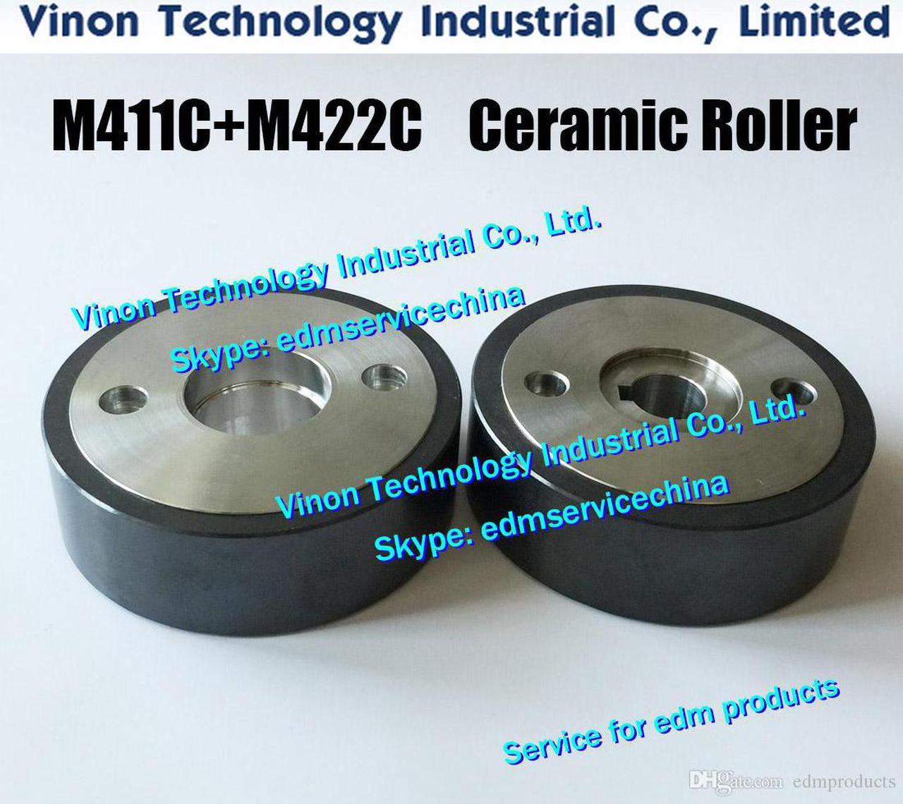 (2pcs) M411C+M412C MV Capstan Roller+Pinch Roller Set Ø80x25t (Black Ceramic type) X055C663G51+X055C662G51 Feed section