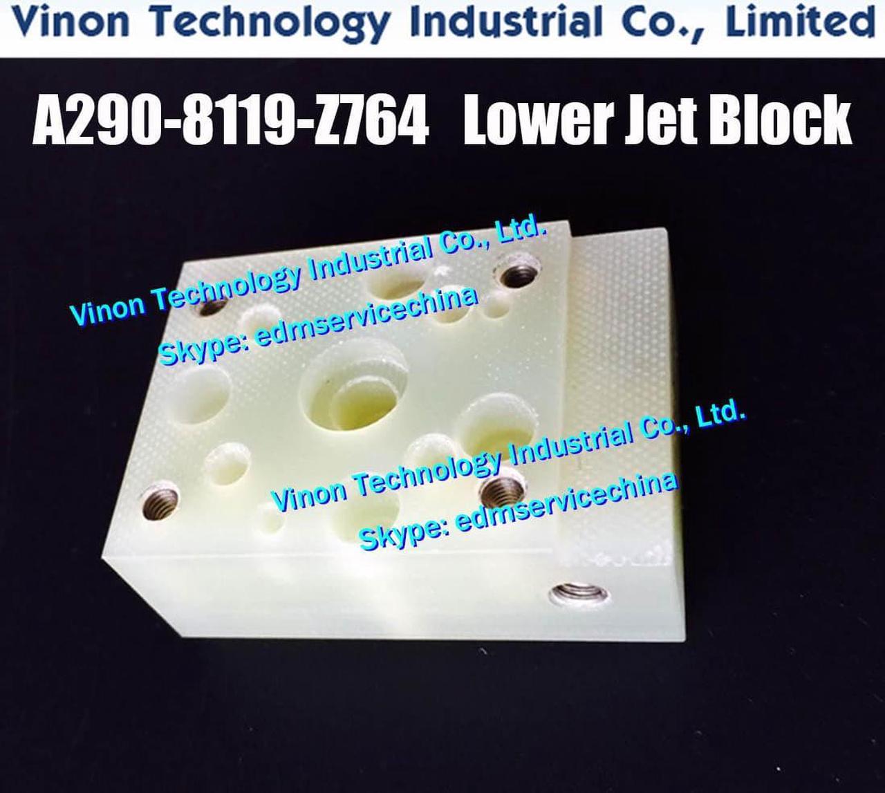 A290-8119-Z764 edm Lower Jet Block for Fanuc iD,iE,CiA,C400iA,C600iA series. Fanuc edm wear parts A290.8119.Z764,A2908119Z764