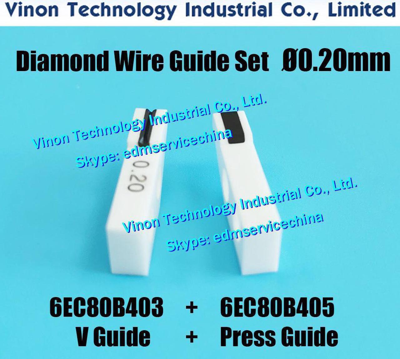 (2pcs) Ø0.20mm Set of Diamond Wire Guides 6EC80B403+6EC80B405 for Precision Taper Cutting for Makino U,DUO43,U53, 18EC309A405-Z1