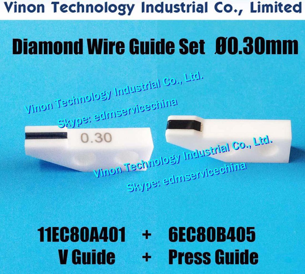 (2pcs) Ø0.30mm Set of Diamond Wire Guides Upper & Lower 11EC80A401+6EC80B405 for Precision Taper Cutting. Makino Wire guide dies