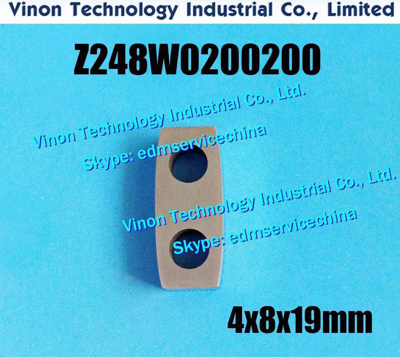 Z248W0200200 edm Power Feed Contact MA004 4x8x19mm, Z248W0/200200 Upper & Lower Energizing Plate A004 for Makino EU64,U32K,U53K