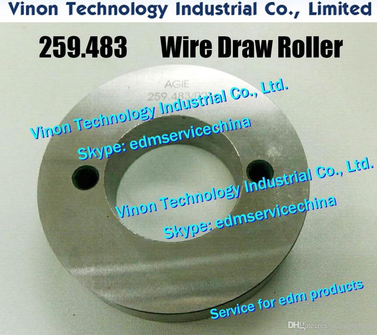 Agie 259.483 edm Wire Draw Roller (Full Stainless Steel) 15.5xØ65.1mm for Agie Challenge,Classic,Evolution 590002254,261183,002.