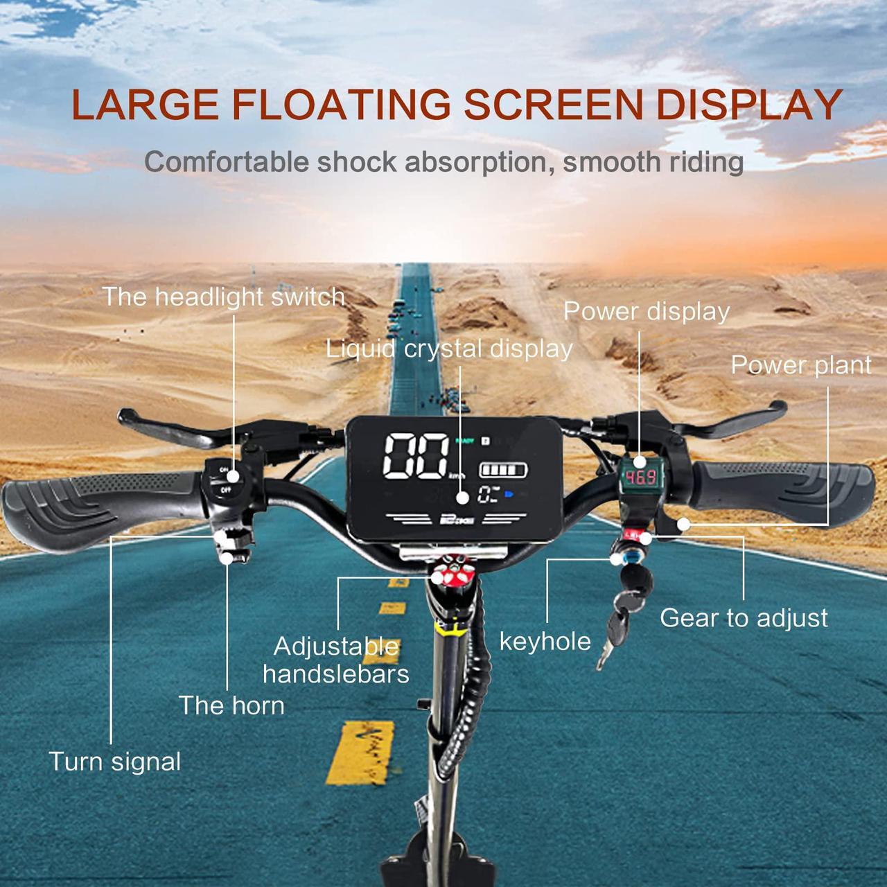 Alt view image 3 of 7 - Electric Kick Scooter for Adults - 2500W Motor, Up to 30 MPH & 20-30 Miles, 48V/16AH