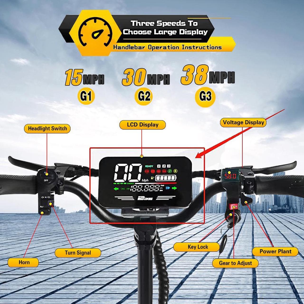 Alt view image 4 of 7 - Arwibon Q30 Pro Electric Scooter for Adults - 2500W Motor, Up to 38 MPH Range 30 Miles, 52V/18AH, 440 Lbs 11" Heavy Duty Vacuum Off-Road Tire, Disc Braking, Escooter, Iscooter