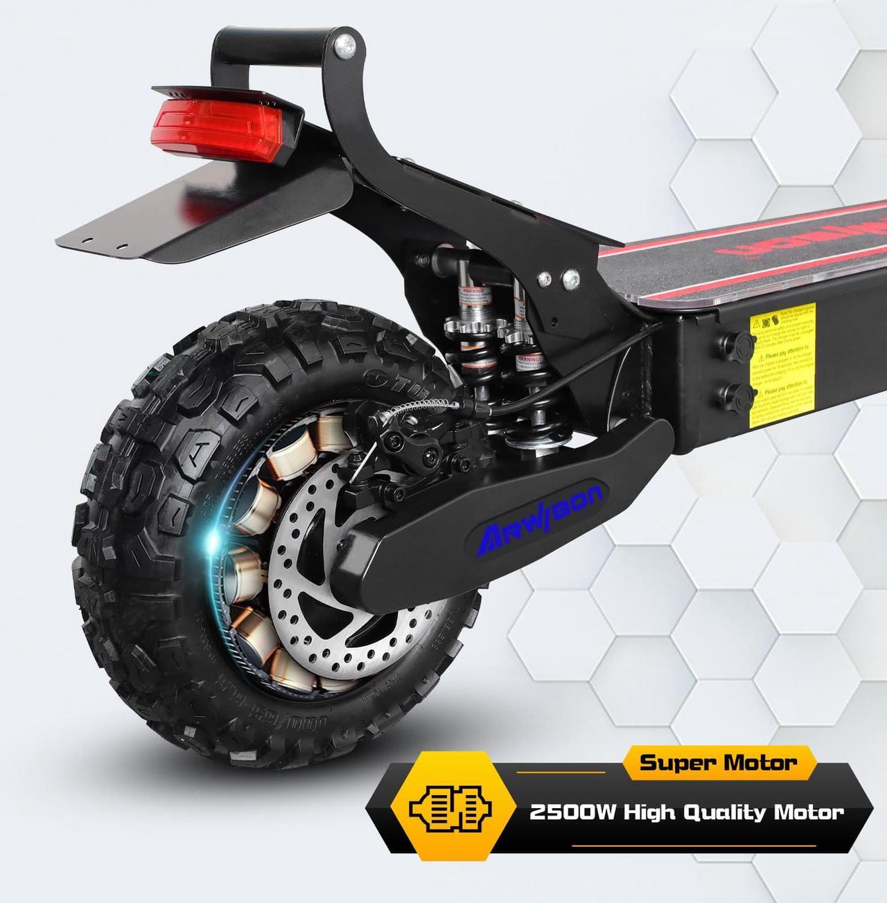 Alt view image 5 of 7 - Arwibon Q30 Pro Electric Scooter for Adults - 2500W Motor, Up to 38 MPH Range 30 Miles, 52V/18AH, 440 Lbs 11" Heavy Duty Vacuum Off-Road Tire, Disc Braking, Escooter, Iscooter