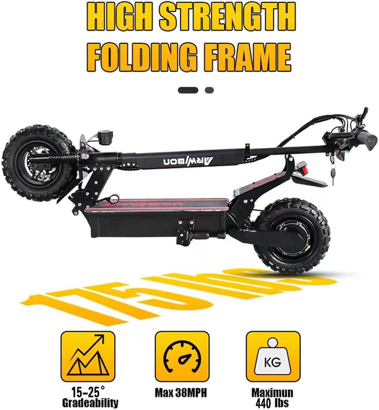 Alt view image 8 of 7 - Arwibon Q30 Pro Electric Scooter for Adults - 2500W Motor, Up to 38 MPH Range 30 Miles, 52V/18AH, 440 Lbs 11" Heavy Duty Vacuum Off-Road Tire, Disc Braking, Escooter, Iscooter