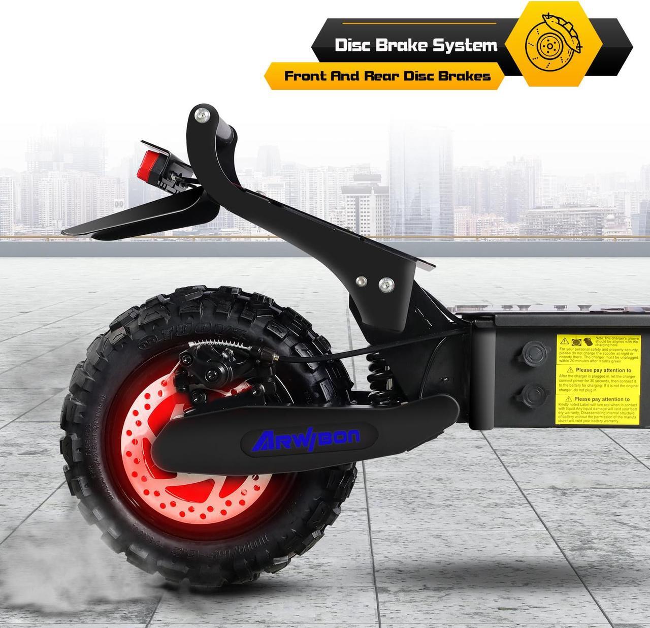 Alt view image 6 of 7 - Arwibon Q30 Pro Electric Scooter for Adults - 2500W Motor, Up to 38 MPH Range 30 Miles, 52V/18AH, 440 Lbs 11" Heavy Duty Vacuum Off-Road Tire, Disc Braking, Escooter, Iscooter