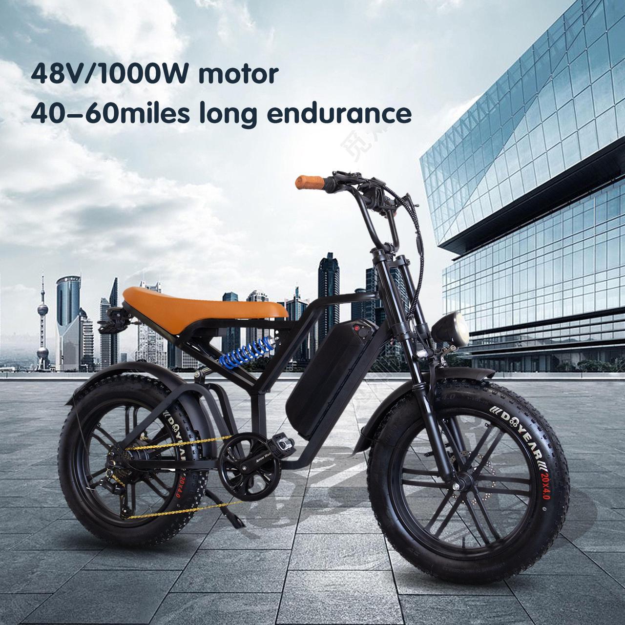 Alt view image 2 of 7 - Electric Bike for Adults, Ebike 1000W/48V/20Ah, Tank 20" Fat Tire Electric Bicycles Up to 30MPH & 68 Miles with Removable Battery, Colorful Dispaly, Throttle & Pedal Assist, Shimano 7-Speed