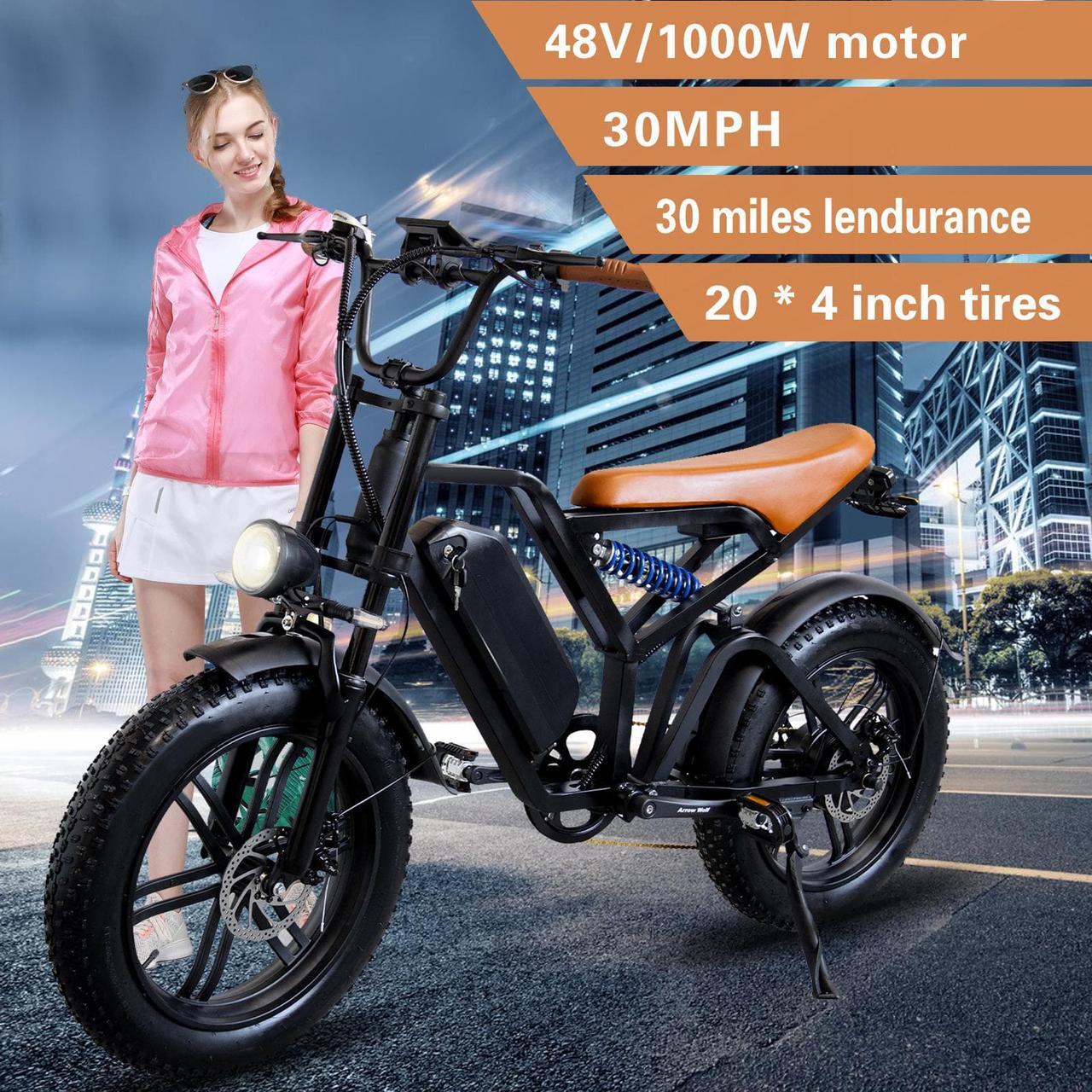 Alt view image 4 of 7 - Electric Bike for Adults, Ebike 1000W/48V/20Ah, Tank 20" Fat Tire Electric Bicycles Up to 30MPH & 68 Miles with Removable Battery, Colorful Dispaly, Throttle & Pedal Assist, Shimano 7-Speed