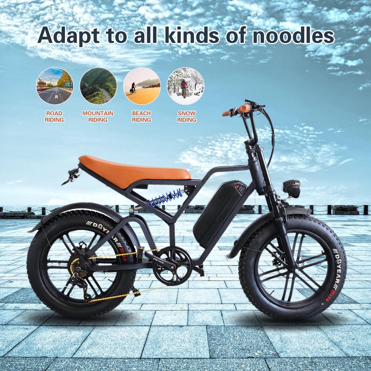 Alt view image 6 of 7 - Electric Bike for Adults, Ebike 1000W/48V/20Ah, Tank 20" Fat Tire Electric Bicycles Up to 30MPH & 68 Miles with Removable Battery, Colorful Dispaly, Throttle & Pedal Assist, Shimano 7-Speed