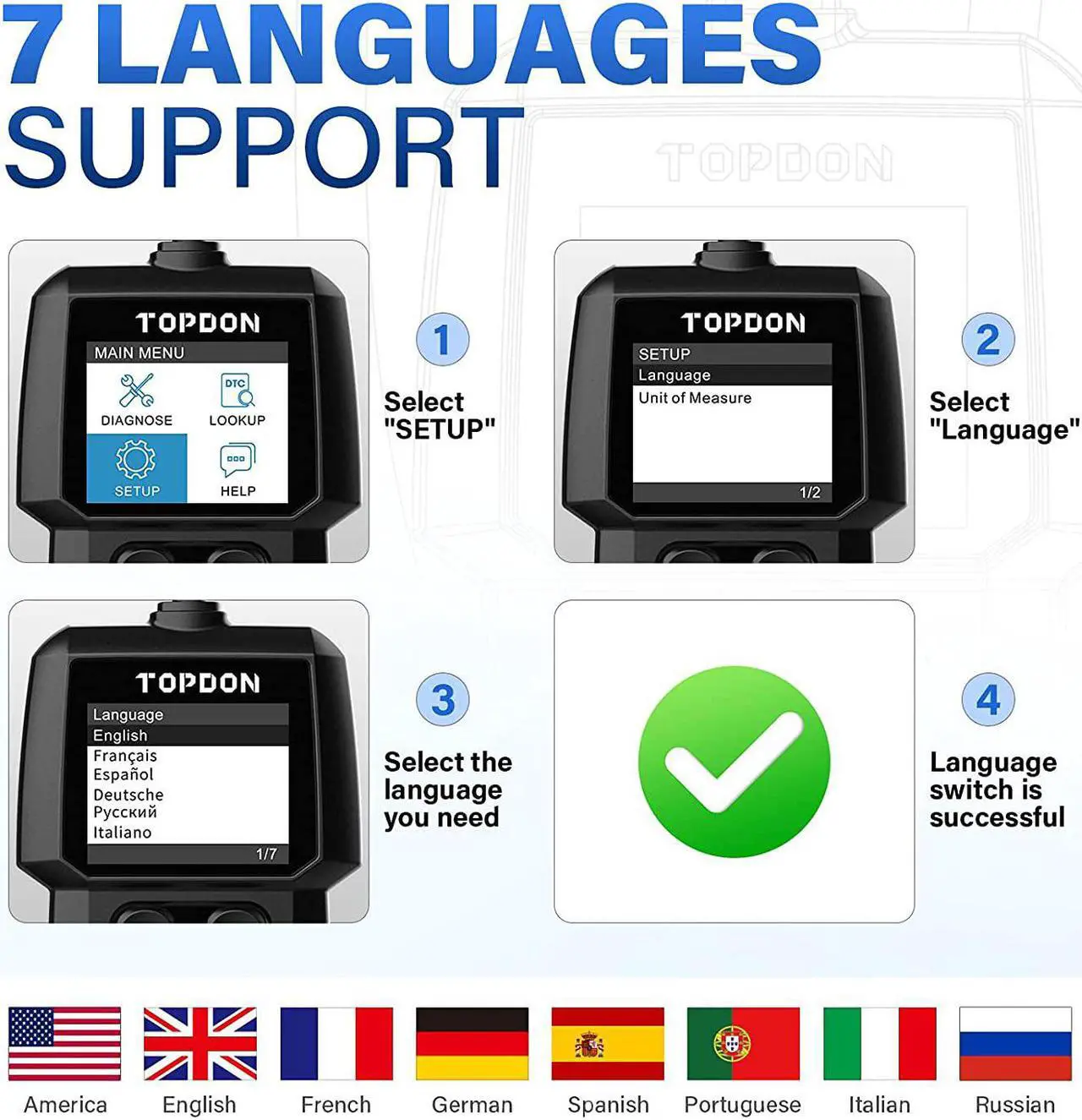 Alt view image 4 of 7 - OBD2 Scanner TOPDON AL300 Car Diagnostic Code Reader All OBD2 Functions Check Engine Light Smog Check O2 Sensor Test