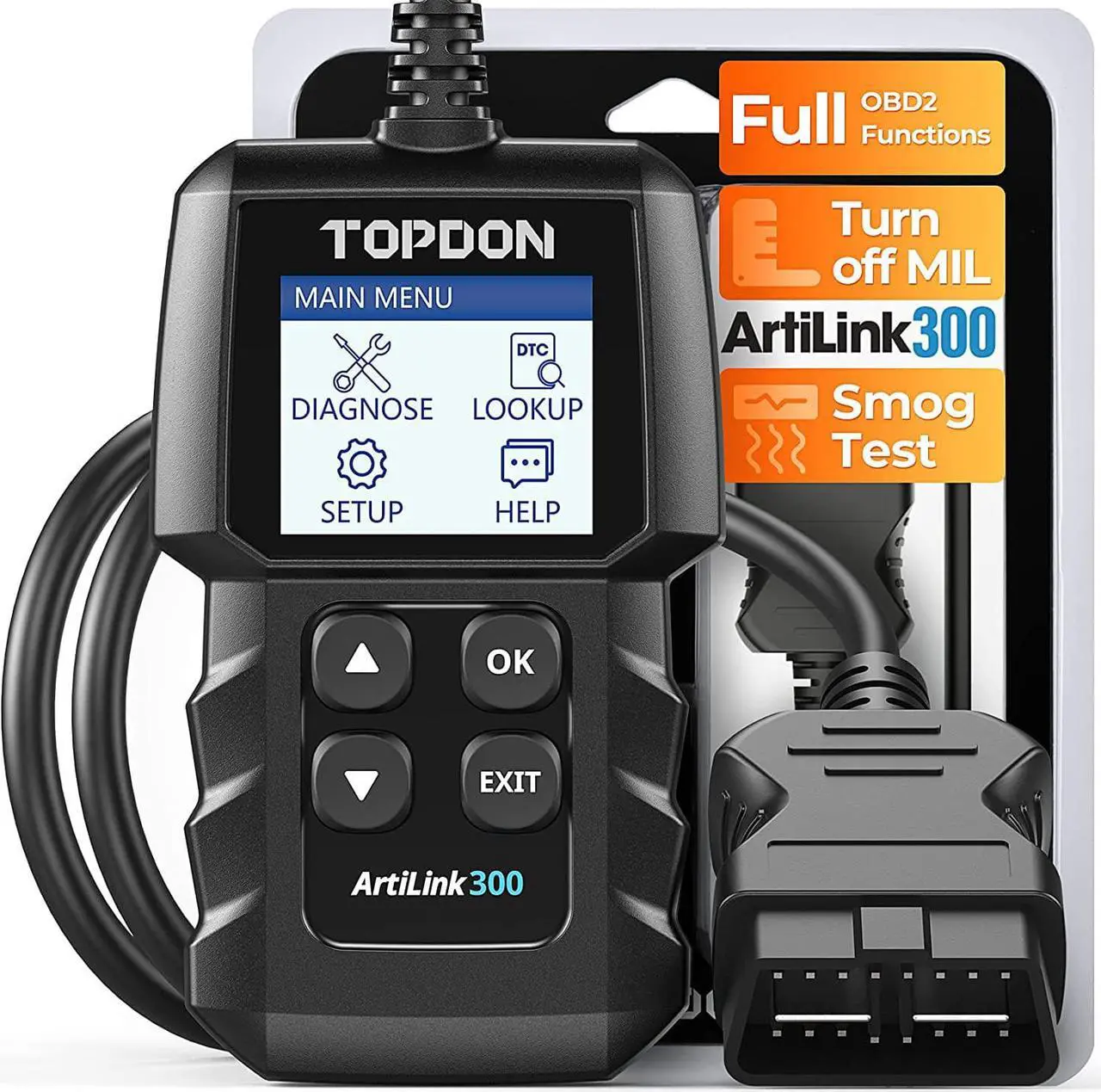 Main image of OBD2 Scanner TOPDON AL300 Car Diagnostic Code Reader All OBD2 Functions Check Engine Light Smog Check O2 Sensor Test
