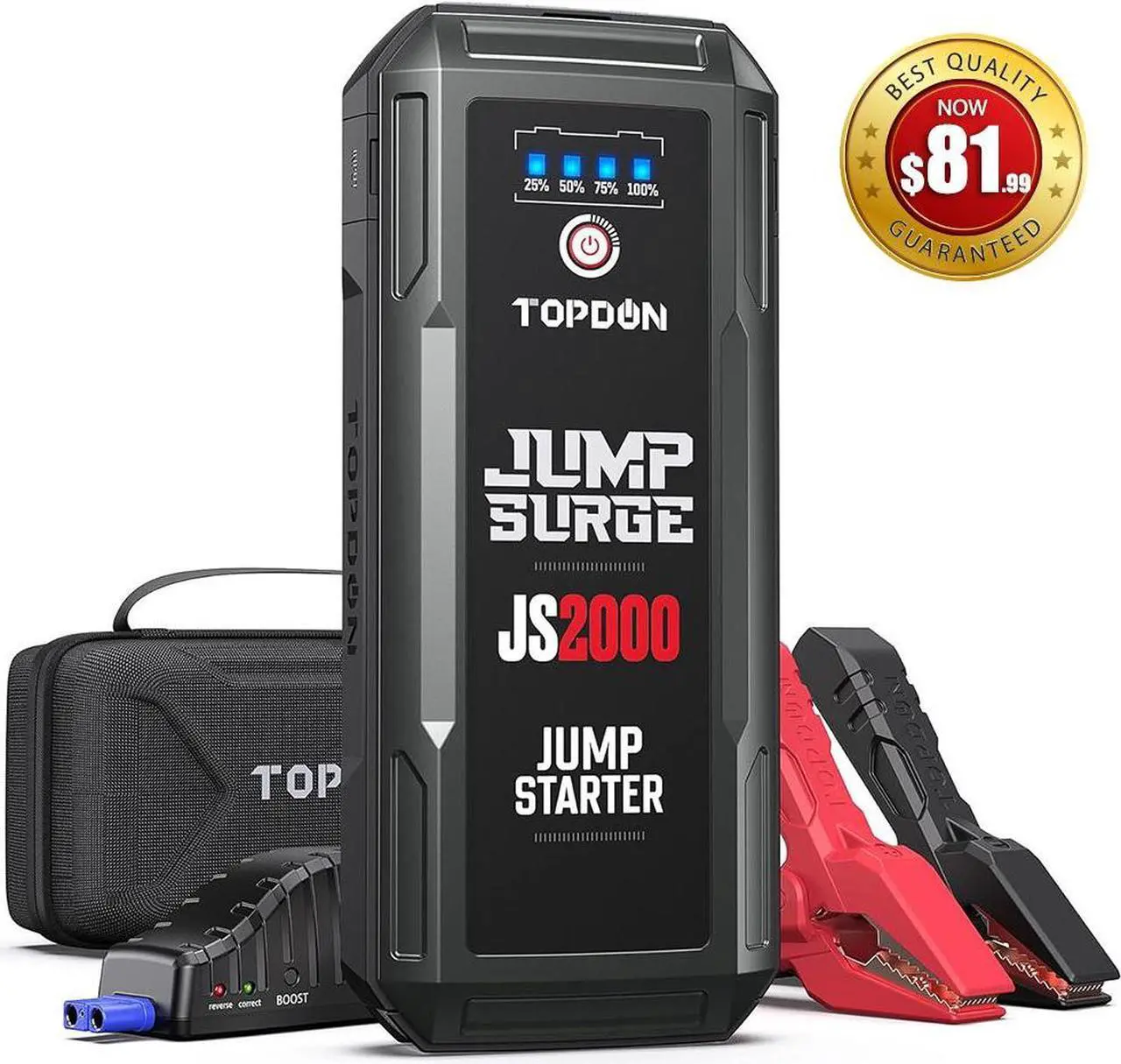 Main image of Car Battery Charger Jump Starter, TOPDON JS2000 16000mAh 2000A 12V Portable Booster for Up to 8L Gas/6L Diesel Engines