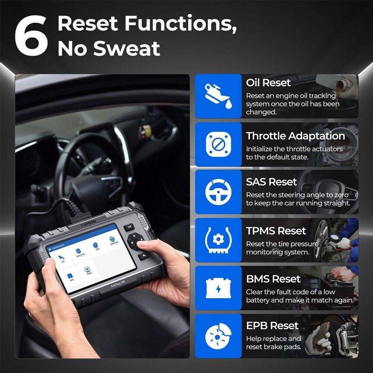 Alt view image 4 of 7 - OBD2 Scanner TOPDON ArtiDiag500 Car Diagnostic Scanner Engine ABS SRS Transmission CAN Diagnostic Full OBD2 Test